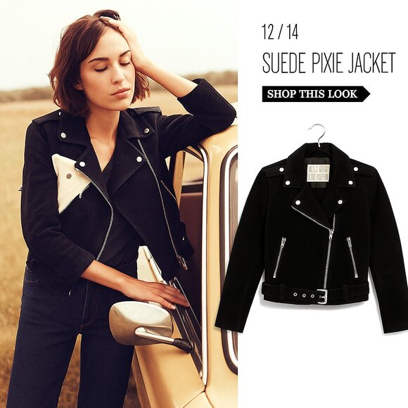 Alexa Chung for Madewell 2011 Suede Moto Jacket Black (Rare Collab, Fits XS/S) - Picture 1 of 5